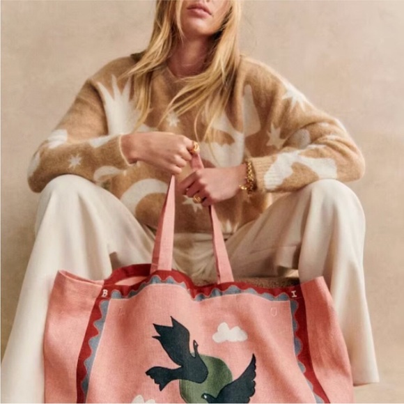 Sezane Sweaters - Sezane x Pangea sz L Carmelo Jumper Camel Ecru Mohair Sweater Knit French